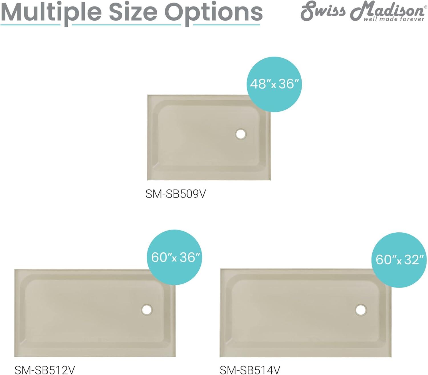 Voltaire 60" x 32" Single-Threshold, Shower Base