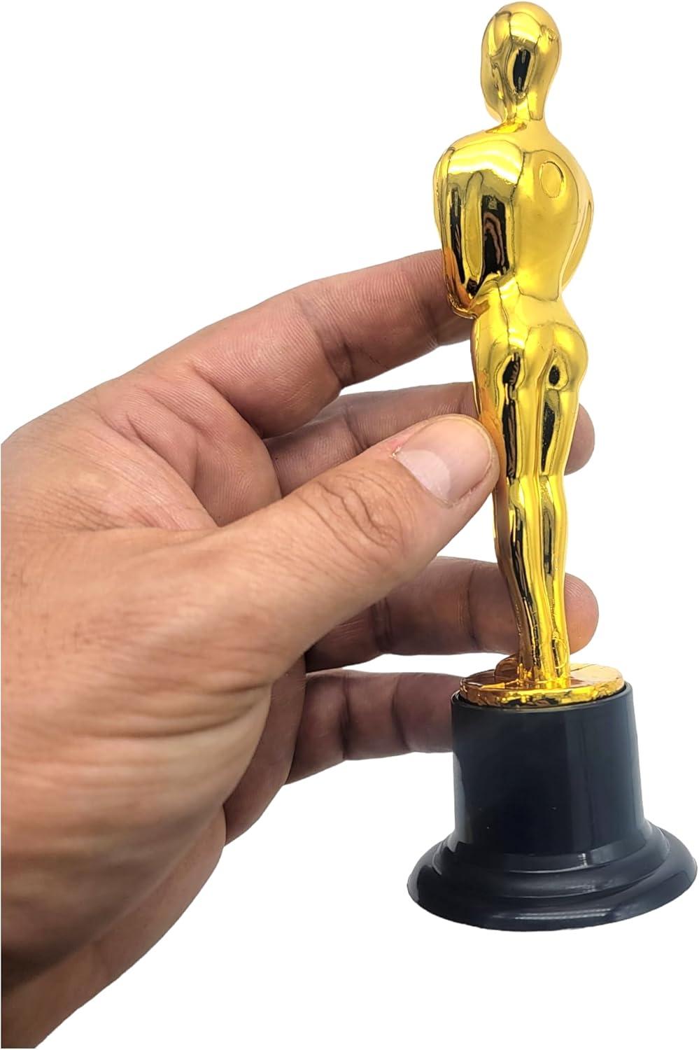 WINKIO Gold Award Trophies，Gold Award Statues, Pack of 6 Mini Trophies, Plastic Trophy Award for Competition,Events, Sports, Party Decorations,Award Ceremony and Appreciation Gift