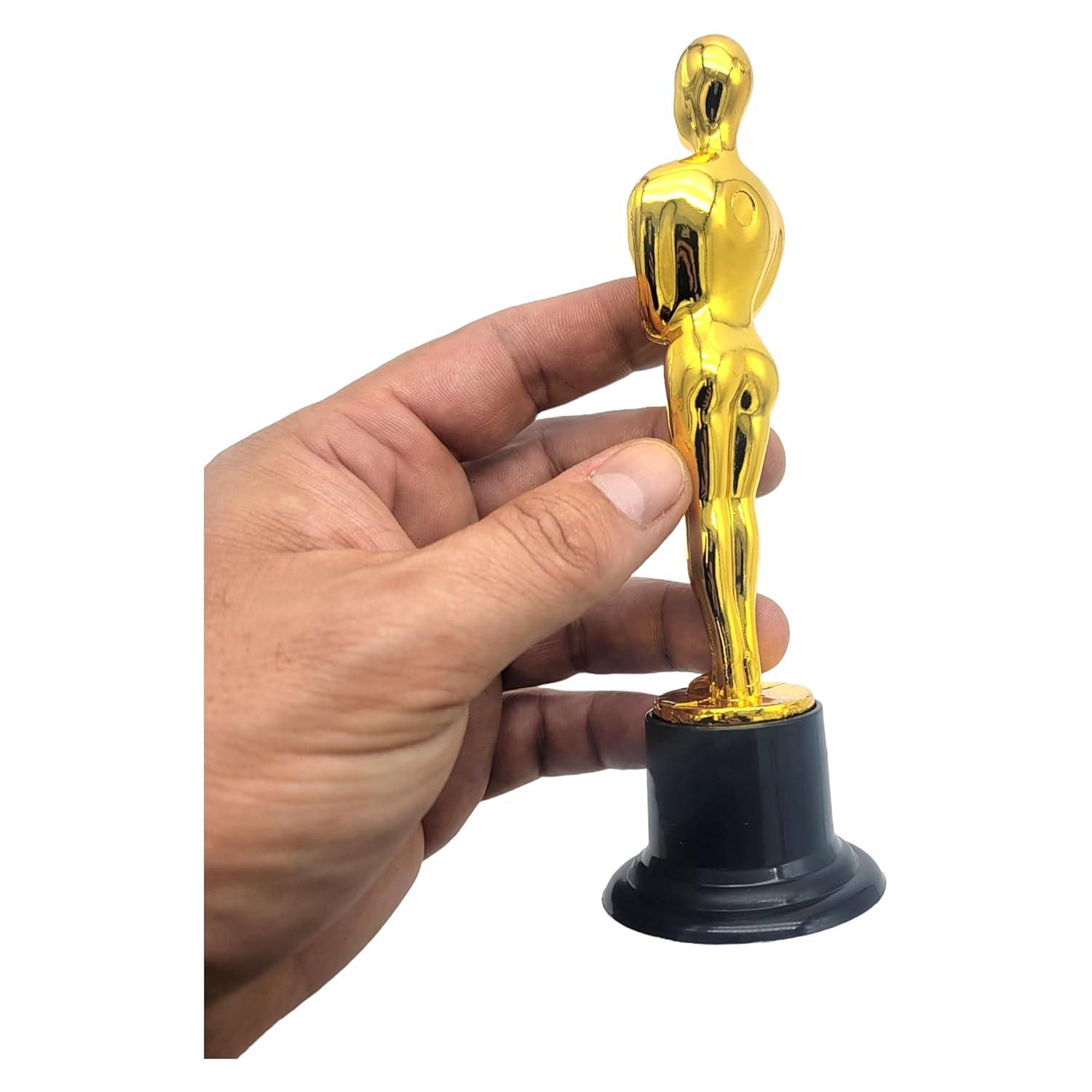 WINKIO Gold Award Trophies，Gold Award Statues, Pack of 6 Mini Trophies, Plastic Trophy Award for Competition,Events, Sports, Party Decorations,Award Ceremony and Appreciation Gift