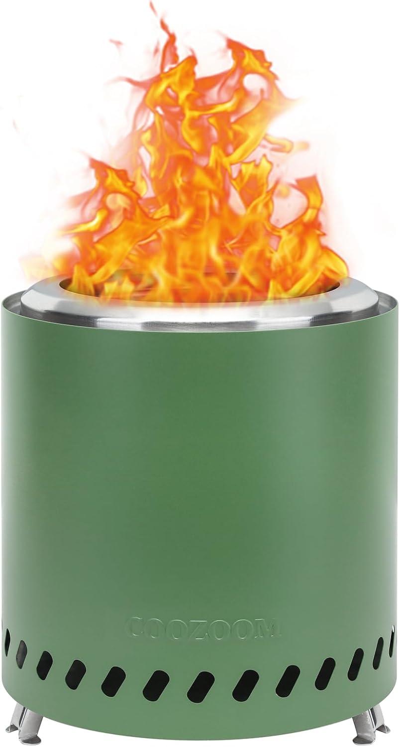 Smokeless Fire Pit 9.6 in. H Outdoor Portable Stainless Steel Tabletop Wood Burning Fire Pit with Storage Bag, Green