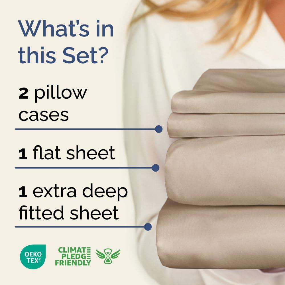 CGK Linens Extra Deep Pocket luxury Sheet Set - Solid Ultra Soft & Cooling Sheet Sets