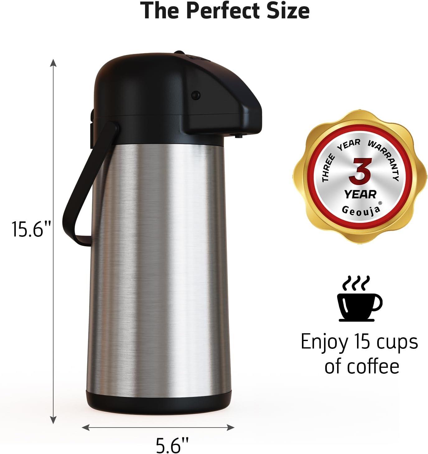 Large Stainless Steel Insulated Coffee Dispenser with Pump