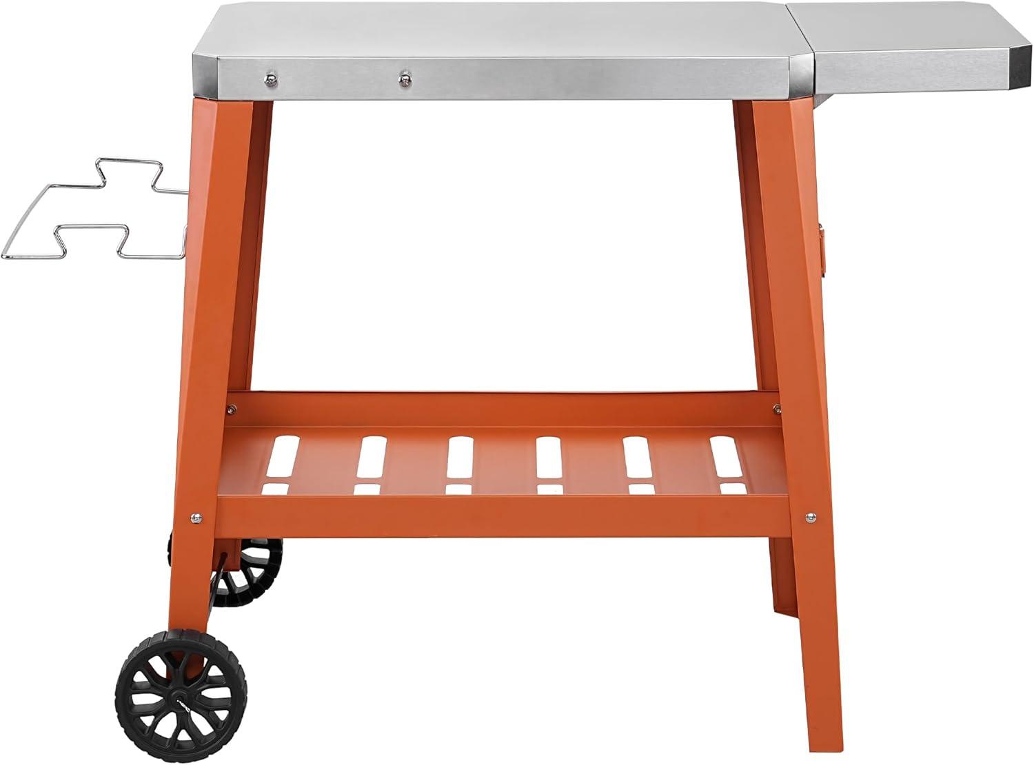 Feasto Outdoor Grill Table Cart,Stainless Steel Pizza Oven Table with Wheels