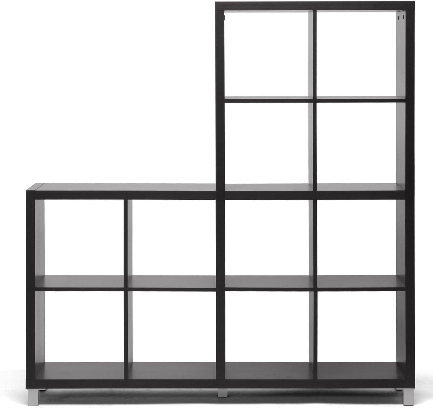 11.50" Sunna Modern Cube Shelving Unit Dark Brown - Baxton Studio: Engineered Wood, 12-Cube Display