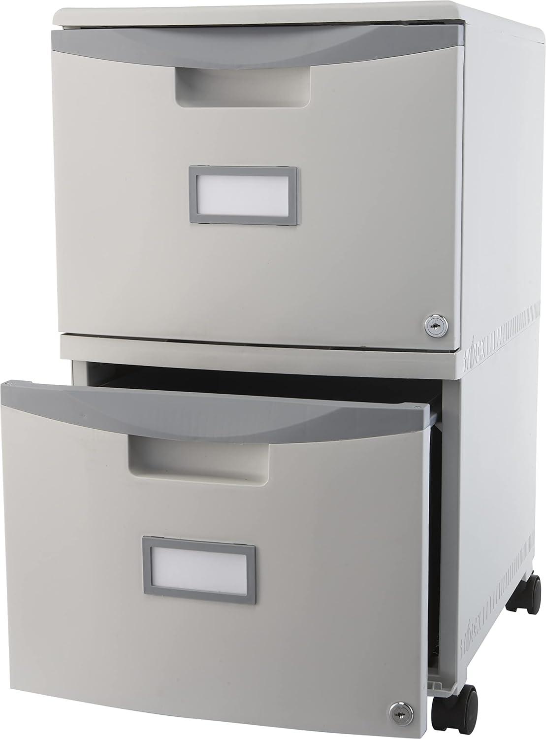 Storex Two-Drawer Mobile Filing Cabinet 14-3/4w x 18-1/4d x 26h Gray 61310B01C