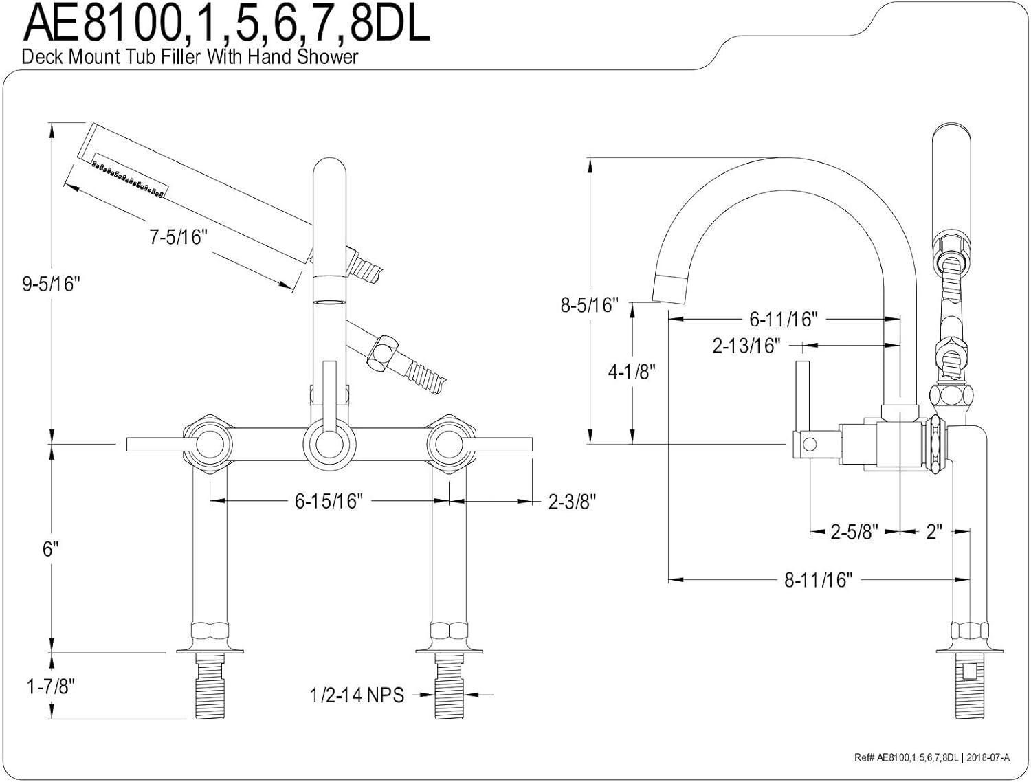 Kingston Brass Concord Three-Handle 2-Hole Deck Mount Clawfoot Tub Faucet with Hand Shower