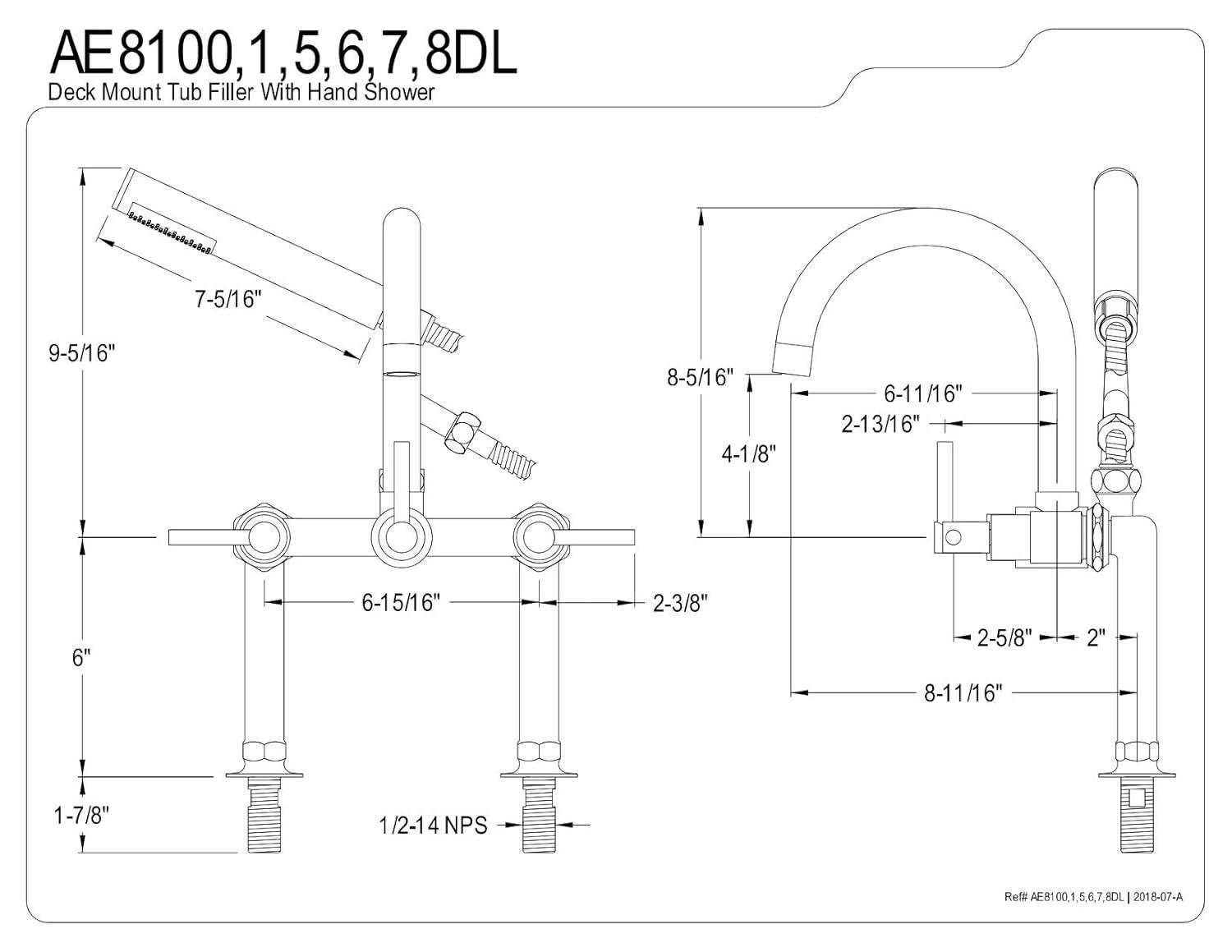 Kingston Brass Concord Three-Handle 2-Hole Deck Mount Clawfoot Tub Faucet with Hand Shower