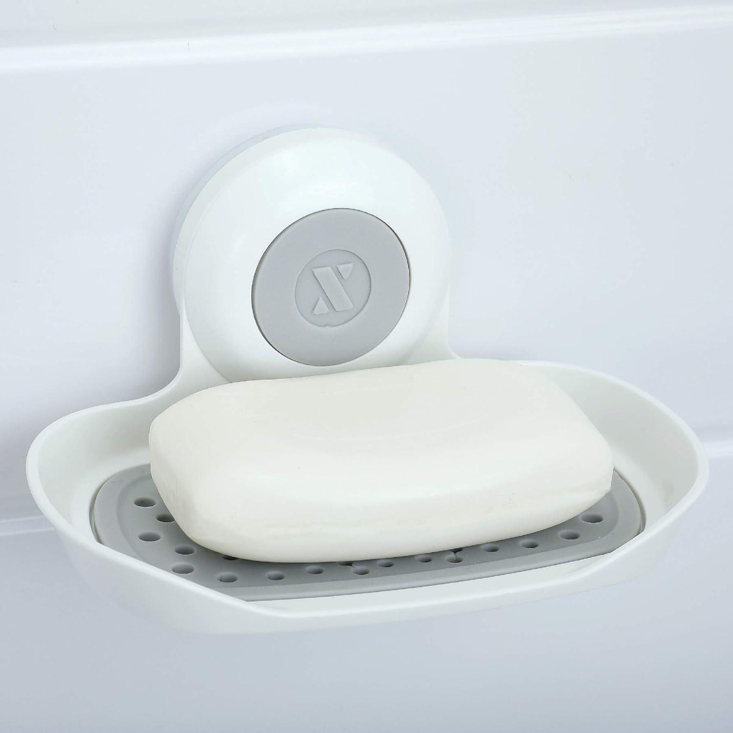 White Plastic Suction Cup Soap Saver with Drainage