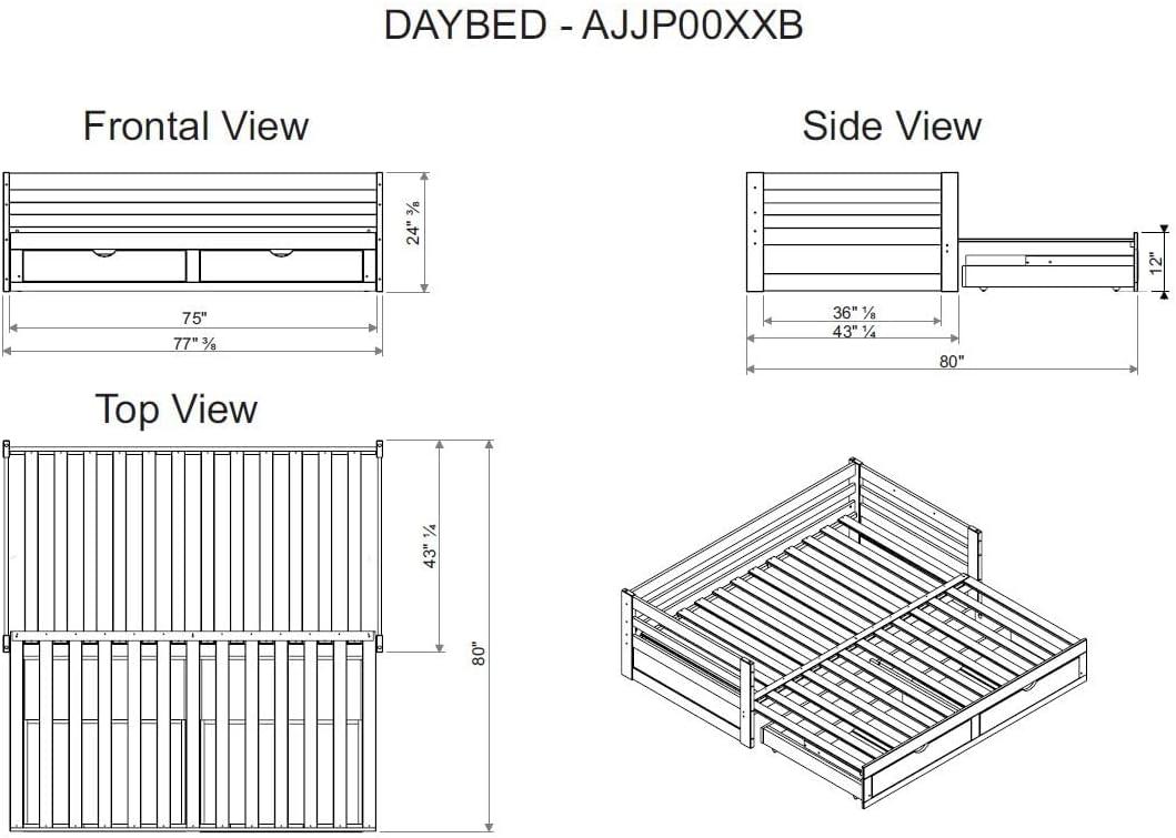 Espresso Pine Twin to King Extending Daybed with Storage