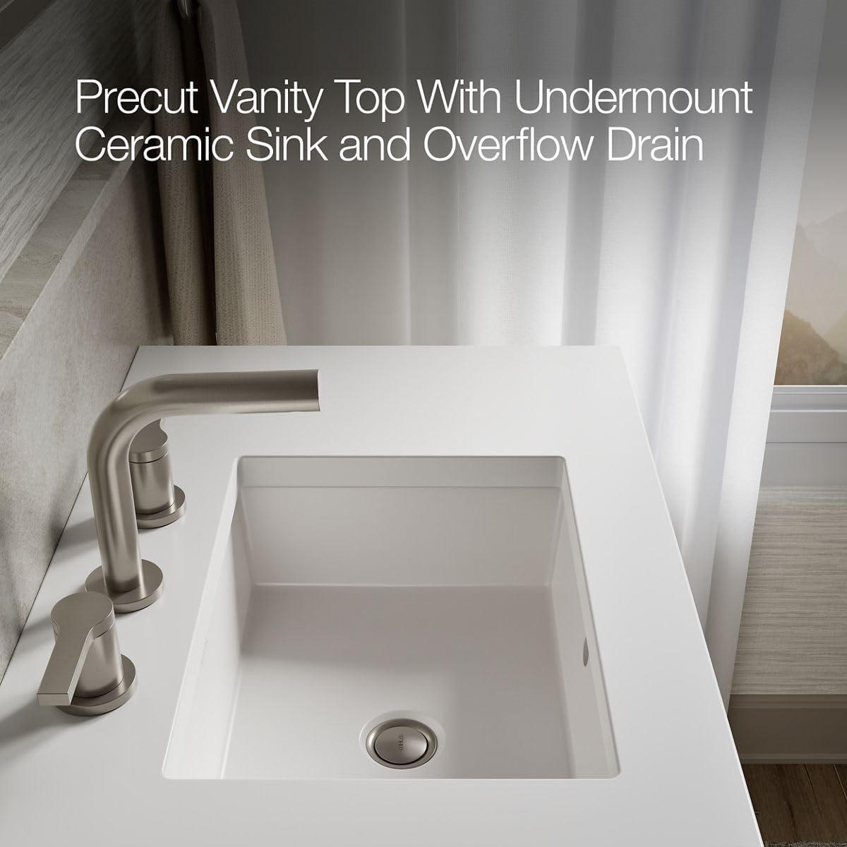 Hearthaven 30'' Free Standing Single Bathroom Vanity Cabinet with Sink and Quartz Top