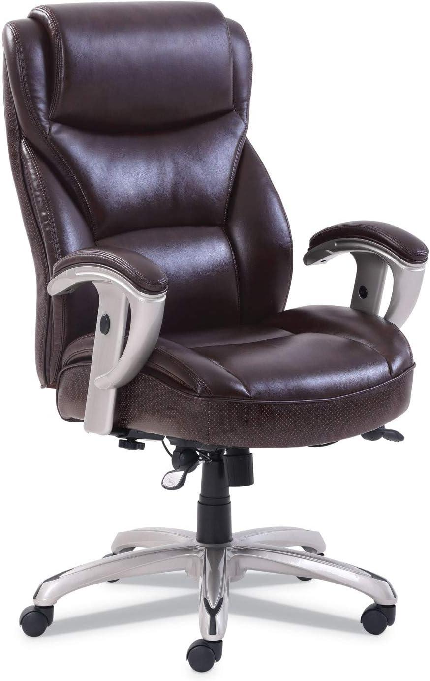 Emerson High-Back Swivel Task Chair in Premium Brown Leather