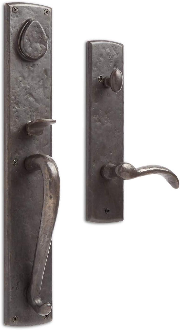Signature Hardware 305480 Bullock Left Handed Solid Bronze Keyed Entry Door Lever Set with 2-3/4" Backset - Dark Bronze