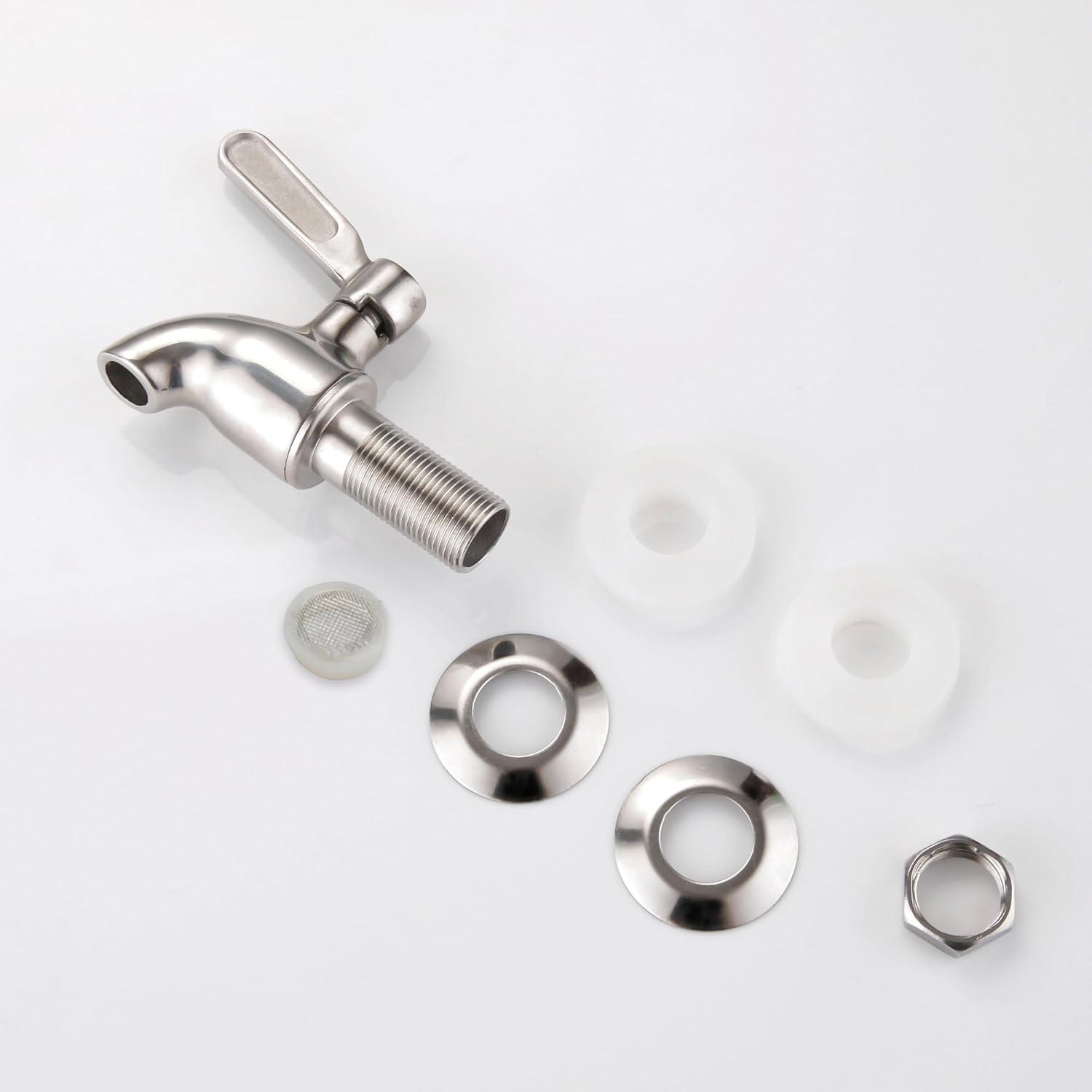 Polished Stainless Steel Beverage Dispenser Replacement Spigot Set