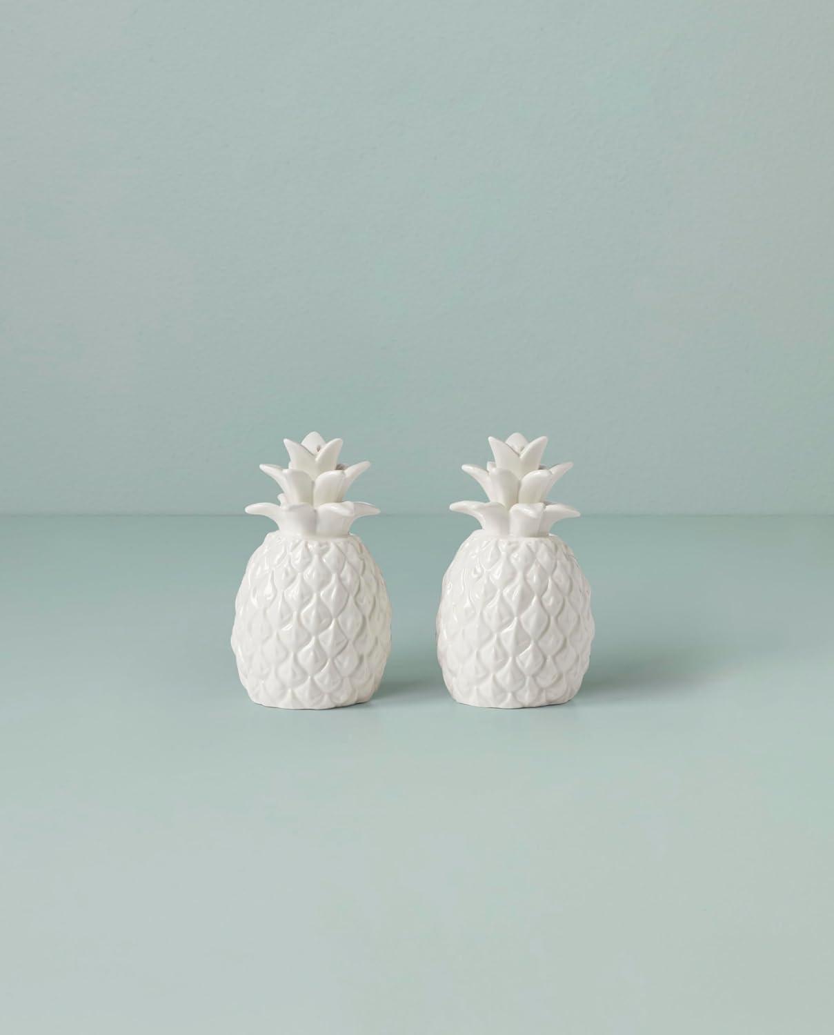 White Porcelain Pineapple Salt and Pepper Shaker Set