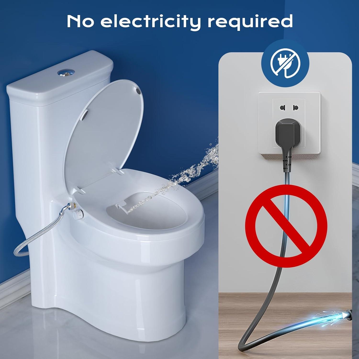 Elongated Bidet Toilet Seat With Quiet-Close, Fit Elongated Toilet Seat, White