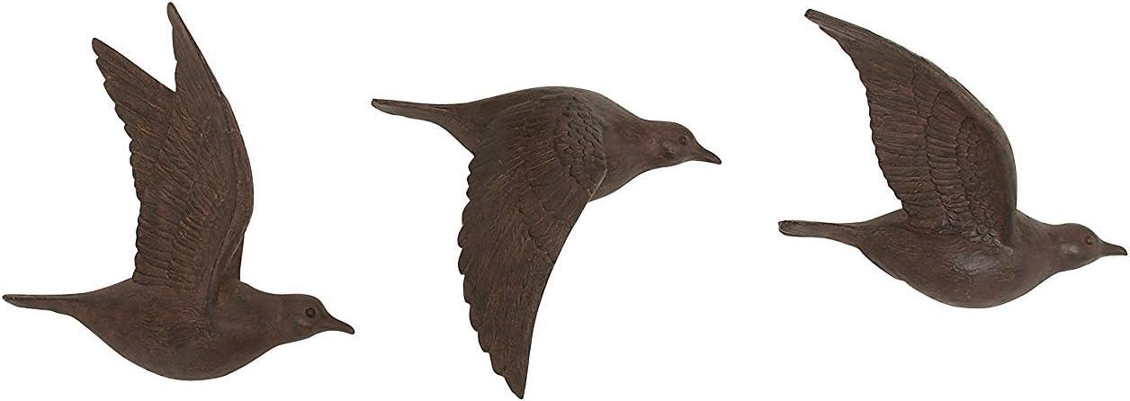 Polystone Bird Metallic 3D Sculpted Wall Decor Set of 3 Brown - Olivia & May: Ready to Hang, Coastal Style Decorative Sculptures