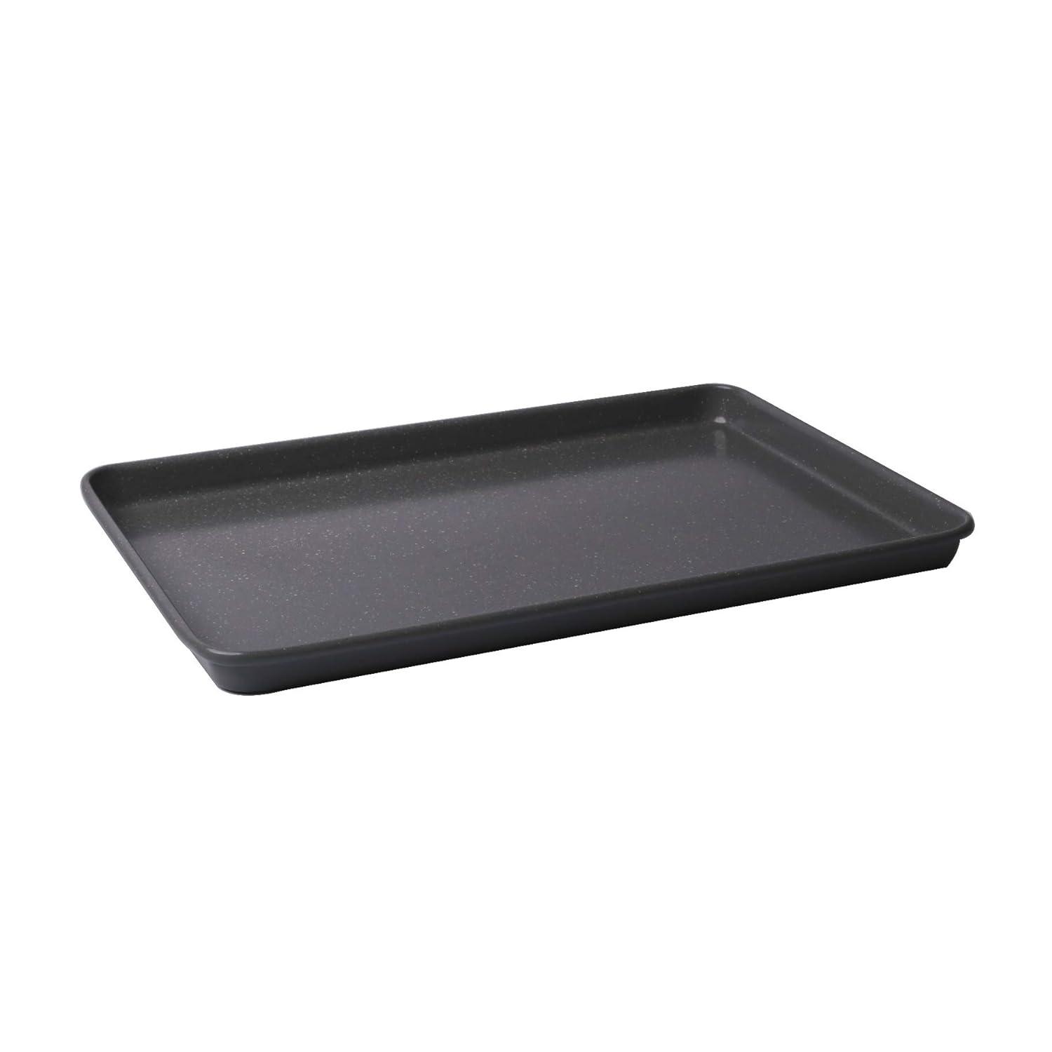Silver Granite Non-Stick Cookie Sheet Set with Cooling Grid and Silicone Mat