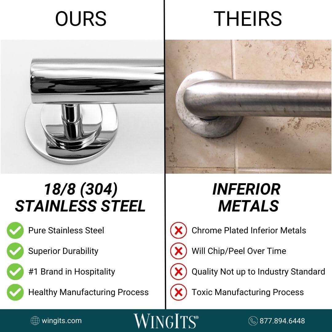 Wingits Grab Bar With Cover, 36 In. X 1-1/4 In., Satin Stainless Steel
