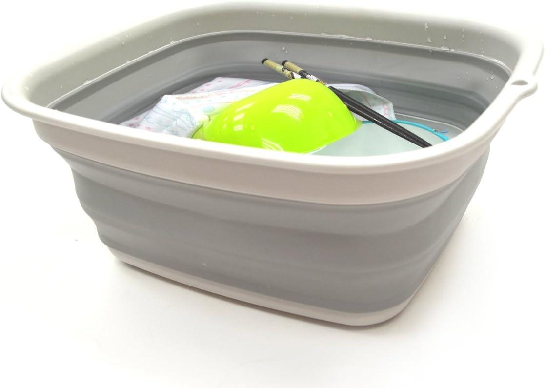 SAMMART 7.7L (2 Gallon) Collapsible Tub - Foldable Dish Tub, Grey