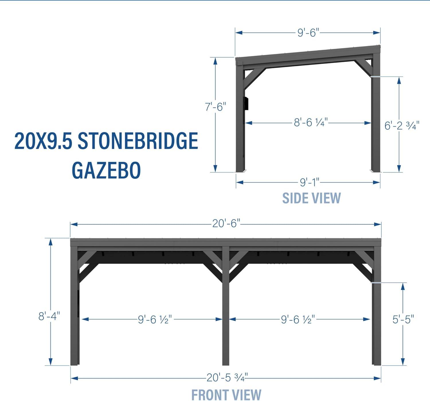 Stonebridge Black Galvanized Steel Outdoor Gazebo with Hardtop Roof