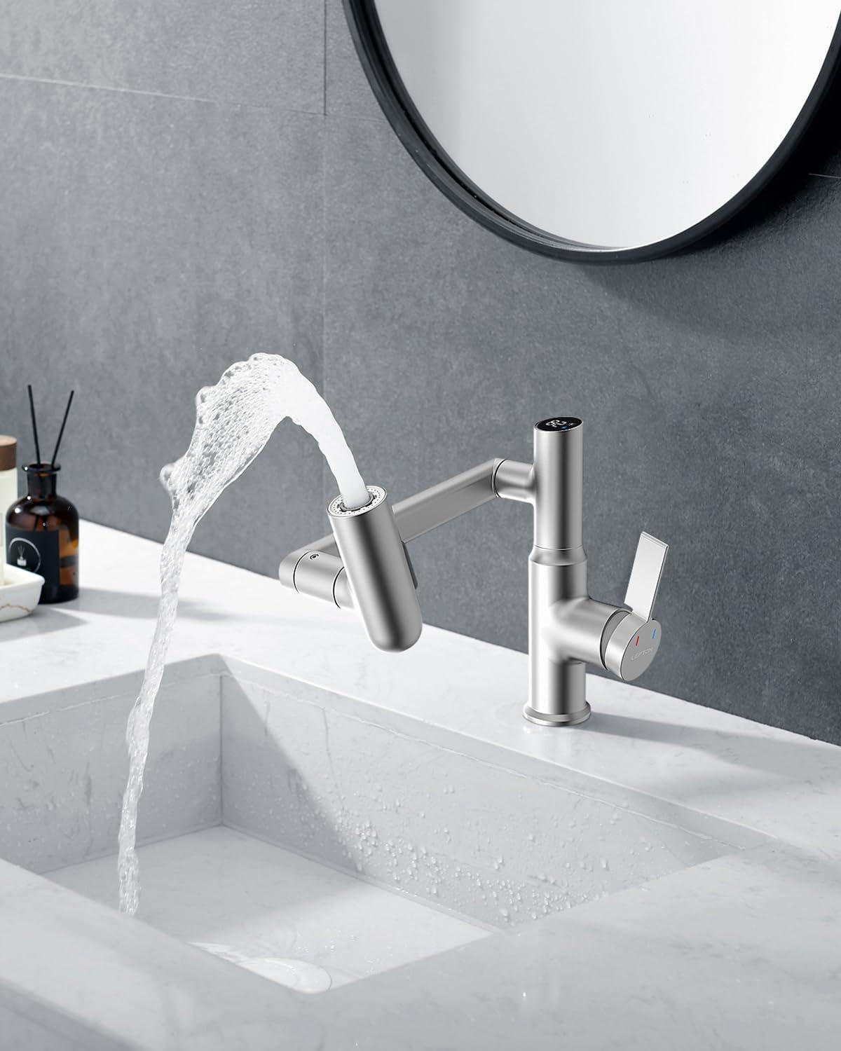Lefton Rotatable Single Hole Bathroom Faucet with Temperature Display BF2204