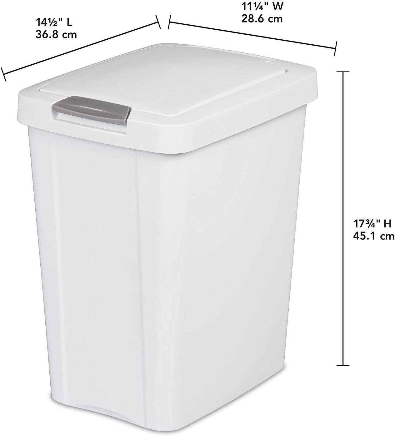 White 7.5 Gallon Plastic TouchTop Kitchen Wastebasket