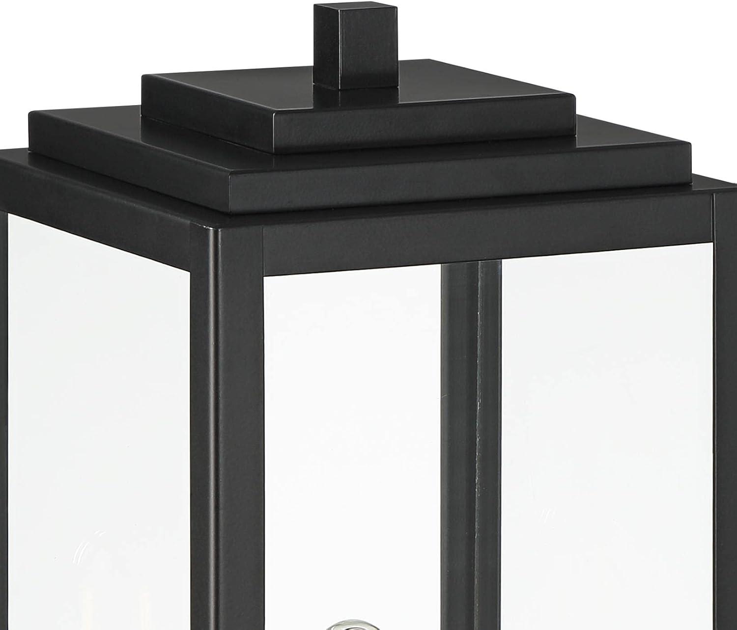 John Timberland Modern Outdoor Pier Mount Light Matte Black 17" Clear Glass Shade for Post Exterior Barn Deck House Porch Yard