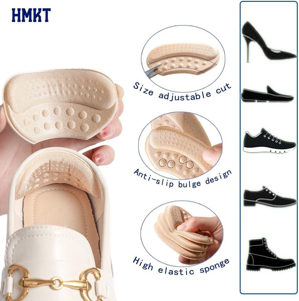 Heel Grips Liner Cushions Inserts for Loose Shoes Heel Pads and Metatarsal Pads for Shoes Too Big Women Men Prevent Heel Pain Blisters (Beige+Black)