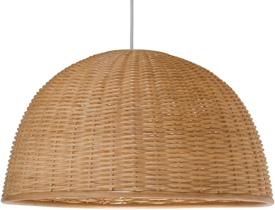 Tropical Wicker Bowl Pendant Lamp in Natural Finish