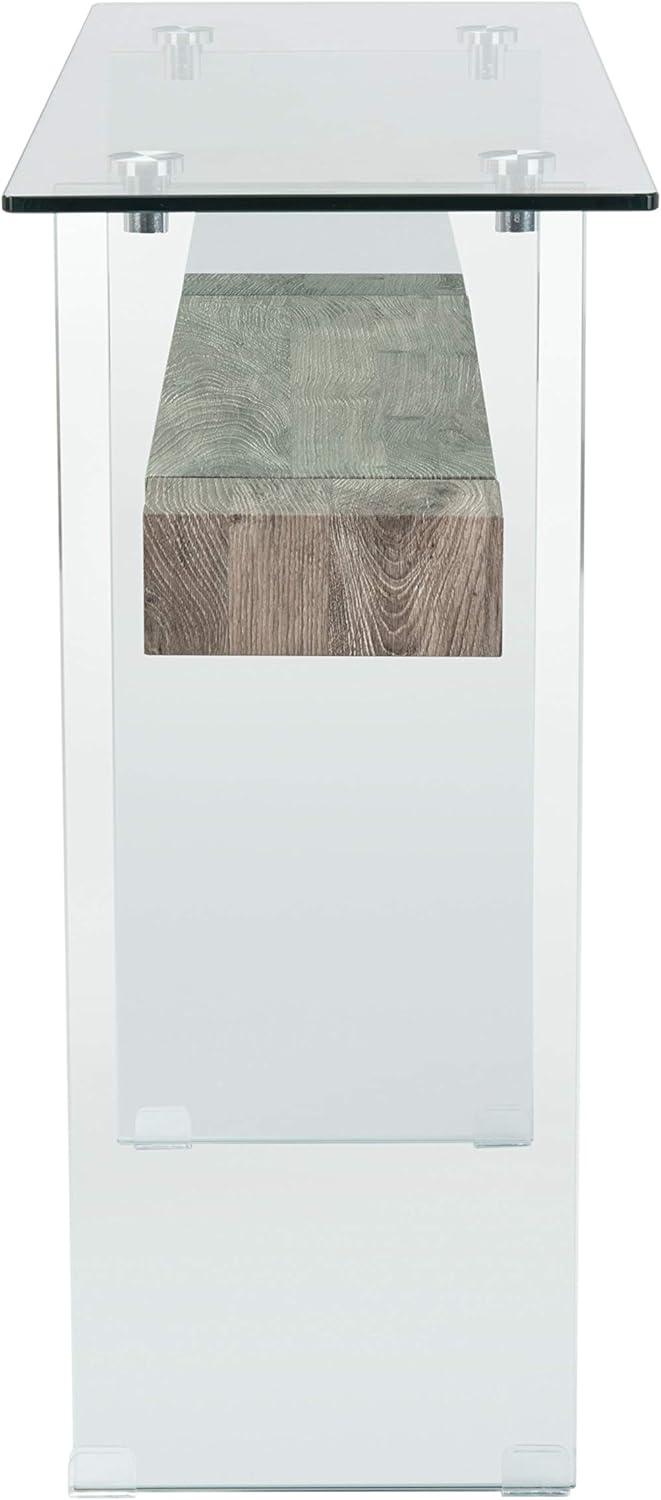 SAFAVIEH Kayley Rectangular Modern Glass Console Table, Grey Oak