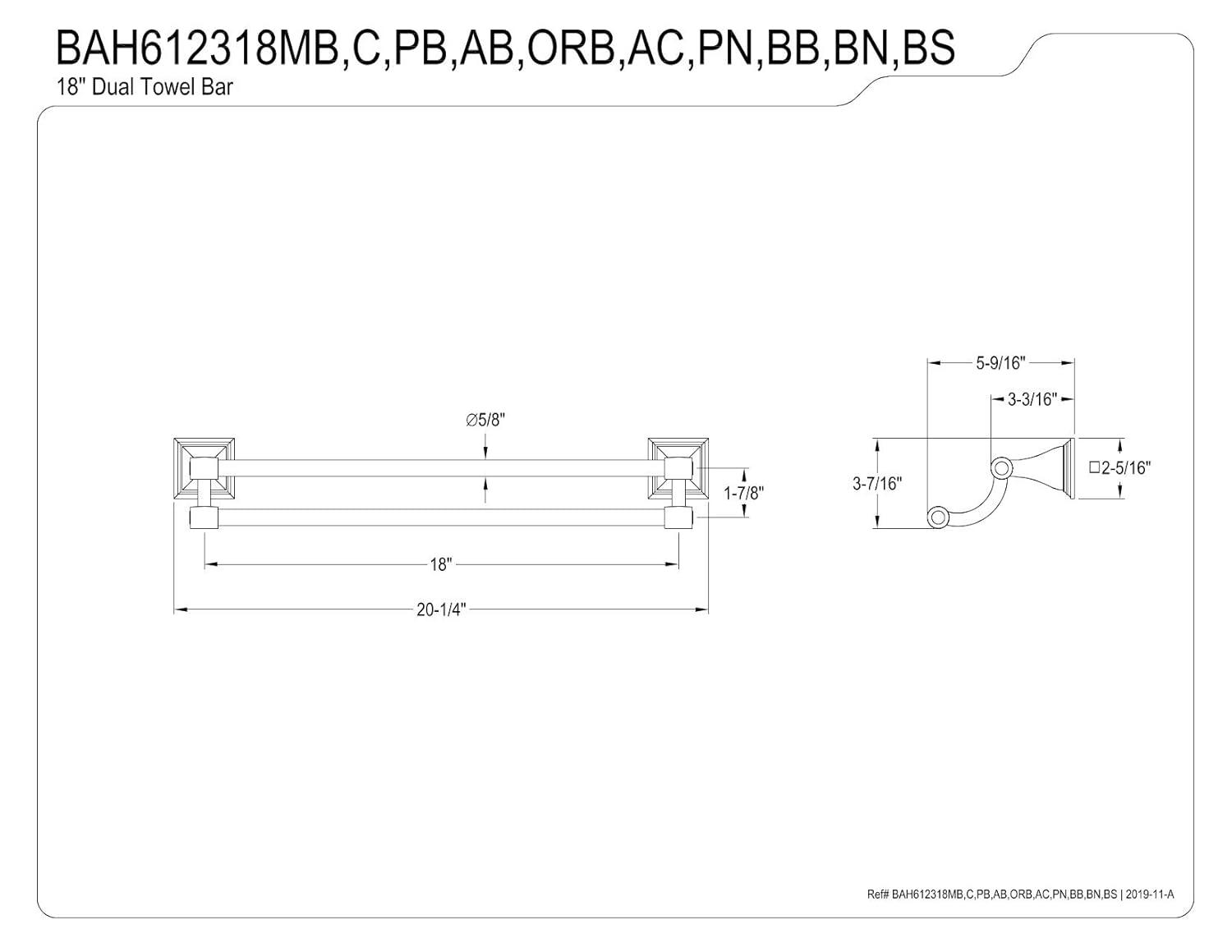 Kingston Brass Monarch Dual Towel Bar