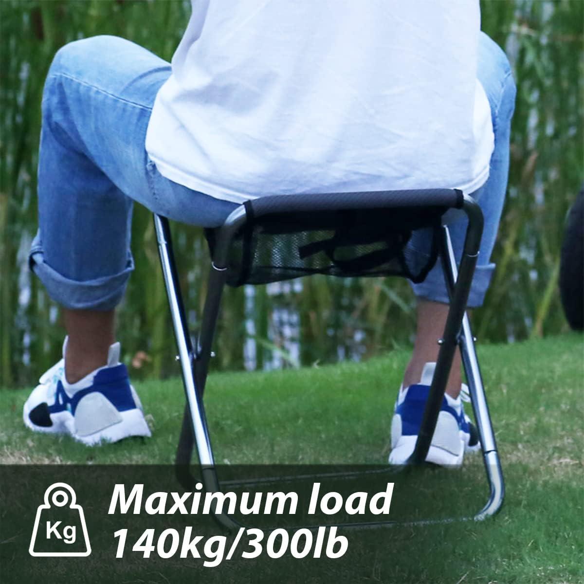 Ultralight Black Mesh Folding Camping Stool with Aluminum Frame