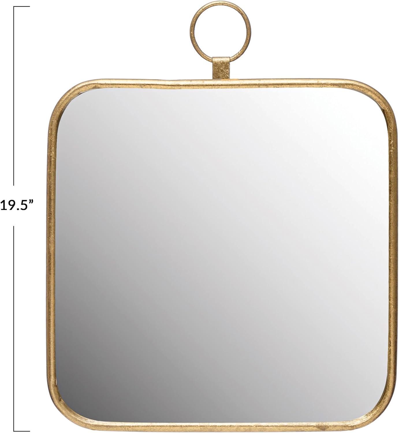 Metal Framed Wall Mirror Gold - Storied Home: Rounded Edge, Iron & MDF, 15.75"L x 19.75"H