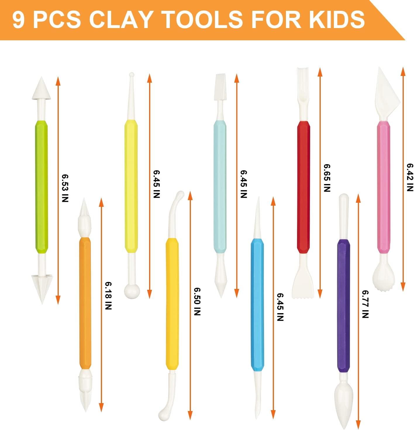 9 Pieces of Clay Carving Tools, Children's Plastic Modeling Clay Tools, Double-Headed Plastic Ceramic Pottery Tool kit, Handicraft Clay Modeling DIY kit Chef Decoration Modeling and Carving Tools