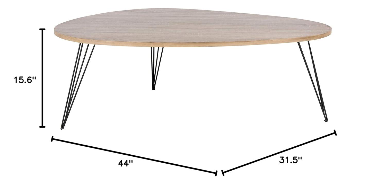 Wynton Retro Mid Century Wood Coffee Table - Oak/Black - Safavieh