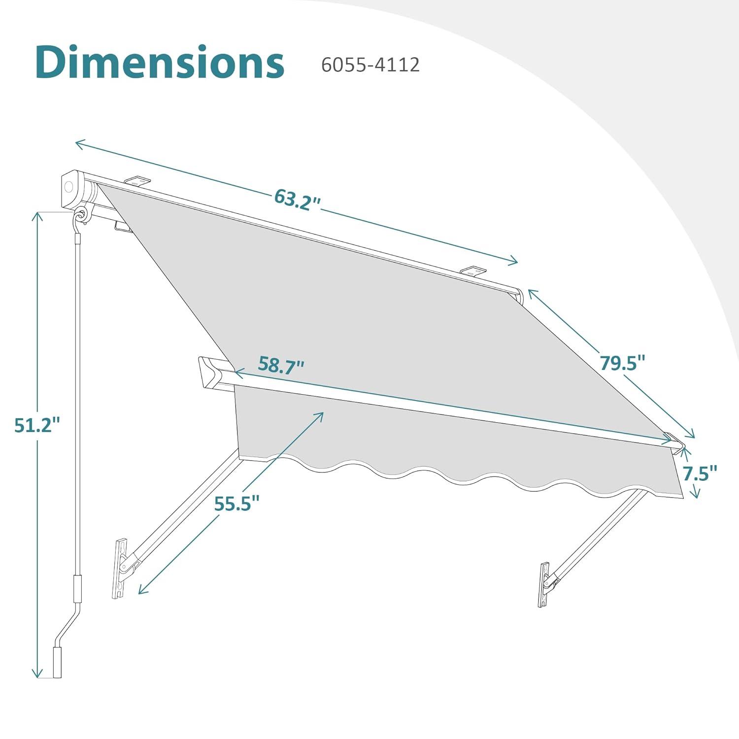MCombo Polyester Cover Patio Window Awning, Manual Retractable Sunshade Canopy