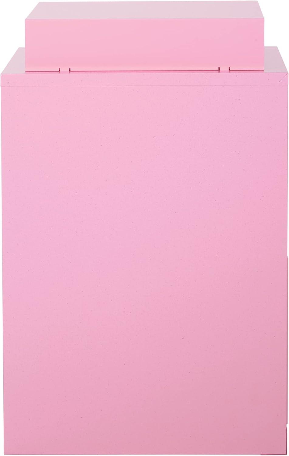 OSP Home Furnishings 3-Drawer Lockable Metal File Cabinet, Pink