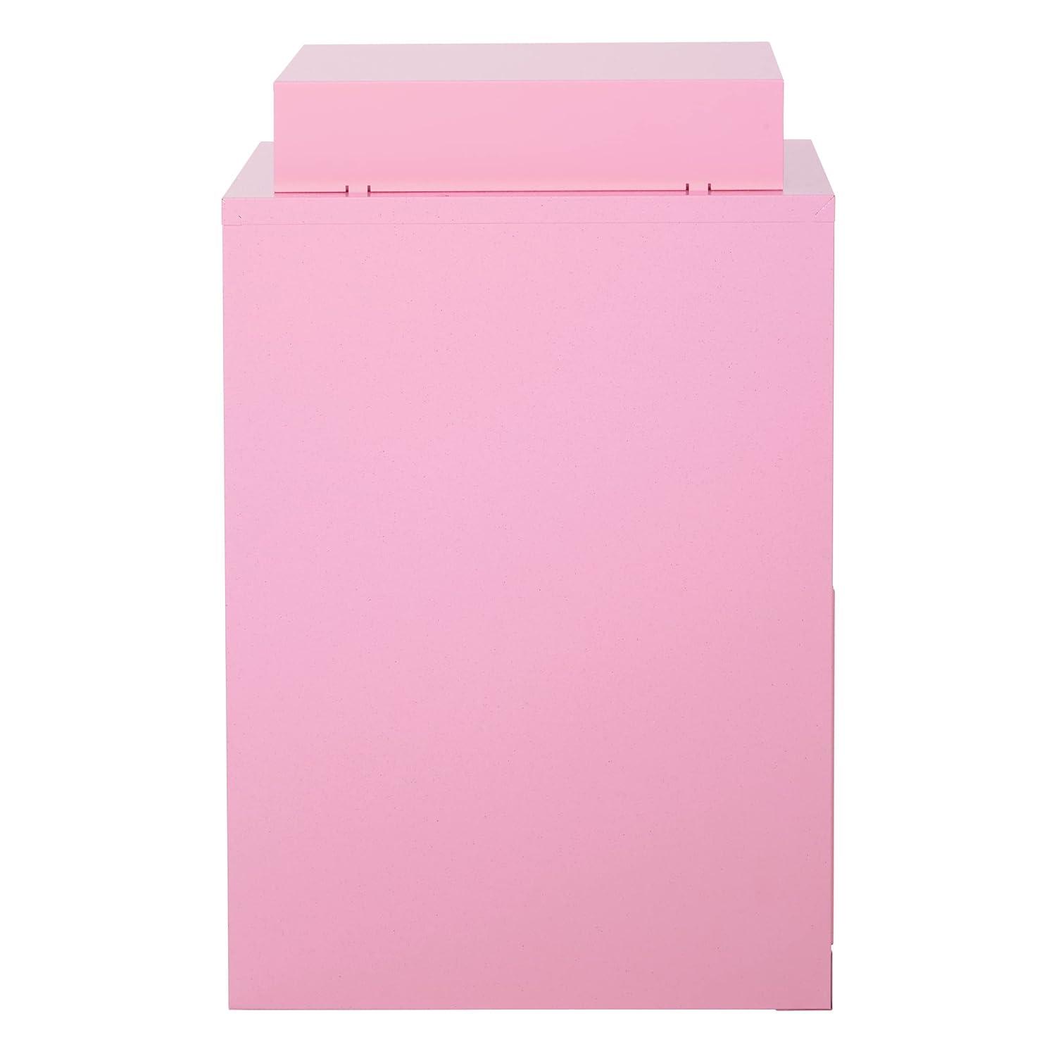 OSP Home Furnishings 3-Drawer Lockable Metal File Cabinet, Pink