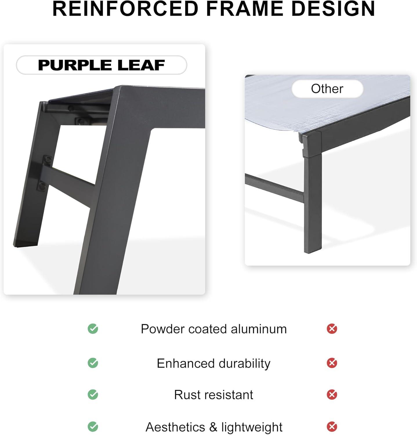 Gray Aluminum Outdoor Chaise Lounge Set with Side Table