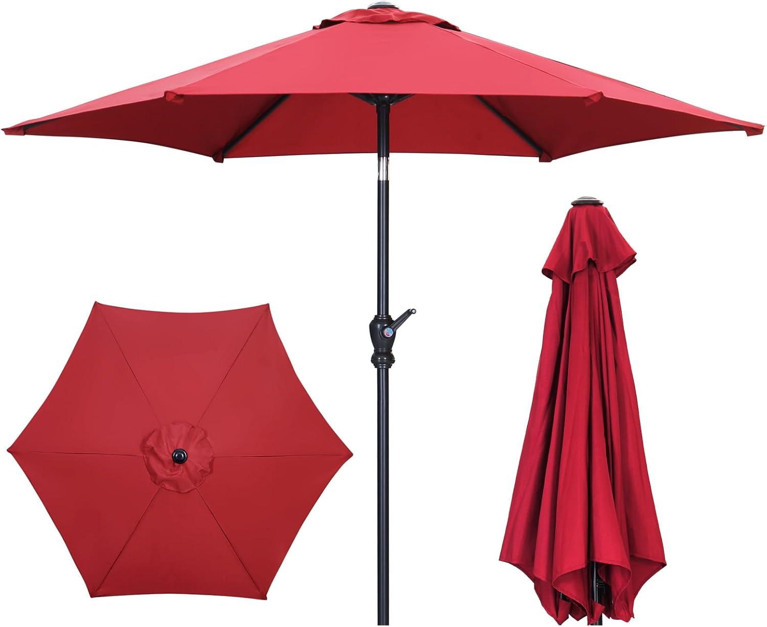 Best Choice Products 7.5ft Heavy-Duty Outdoor Market Patio Umbrella w/ Push Button Tilt, Easy Crank, Red