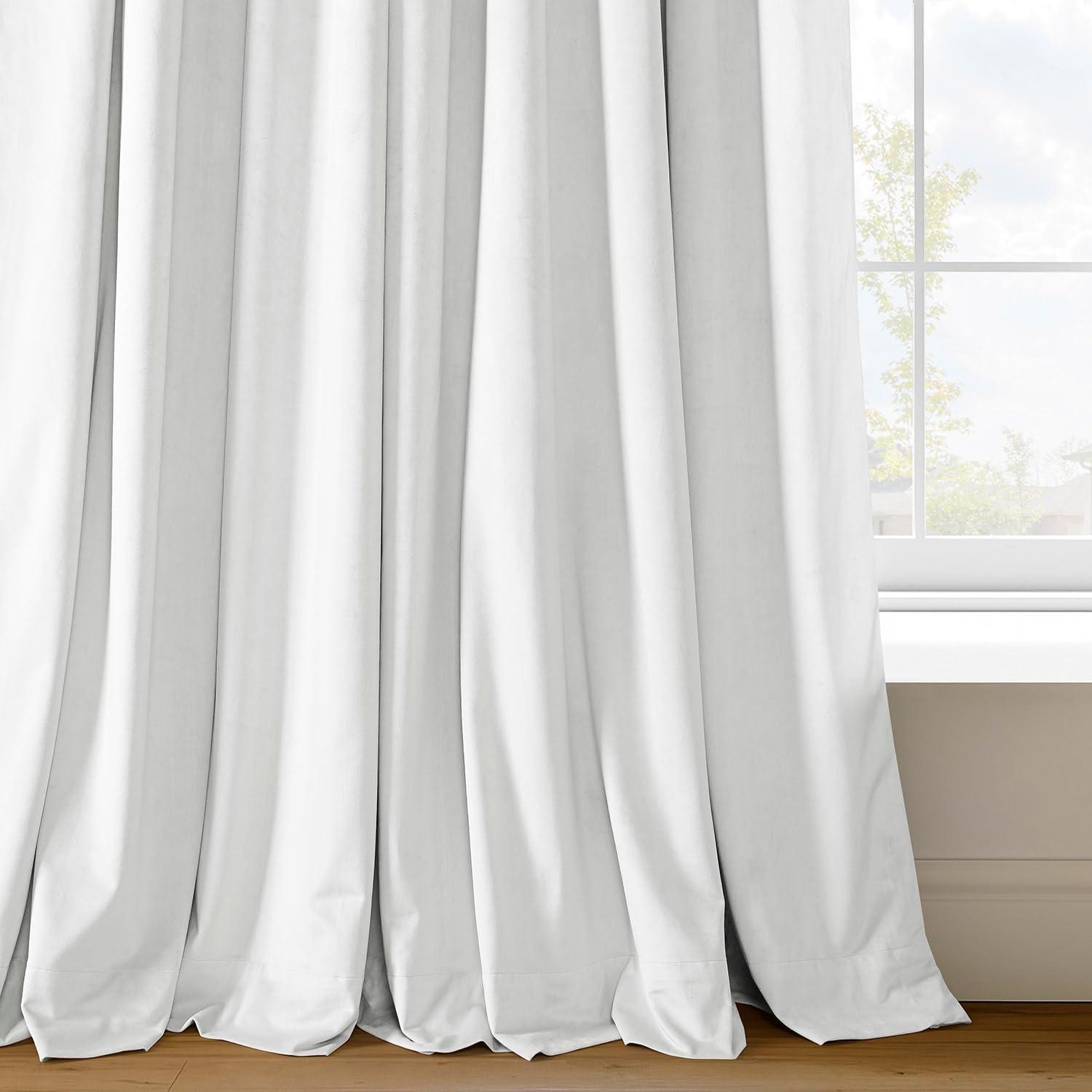 Exclusive Fabrics  Signature Extra Wide Blackout Velvet Curtain (1 Panel) Primary White 100 x 96 96 Inches
