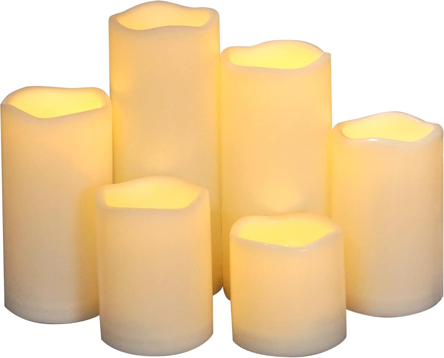 Outdoor Waterproof Flameless LED Pillar Candles with Timer Long Lasting Indoor Battery Operated Electric Flickering Candle Lights for Halloween Christmas Home Wedding Party Décor Gift Choice 3-Pack
