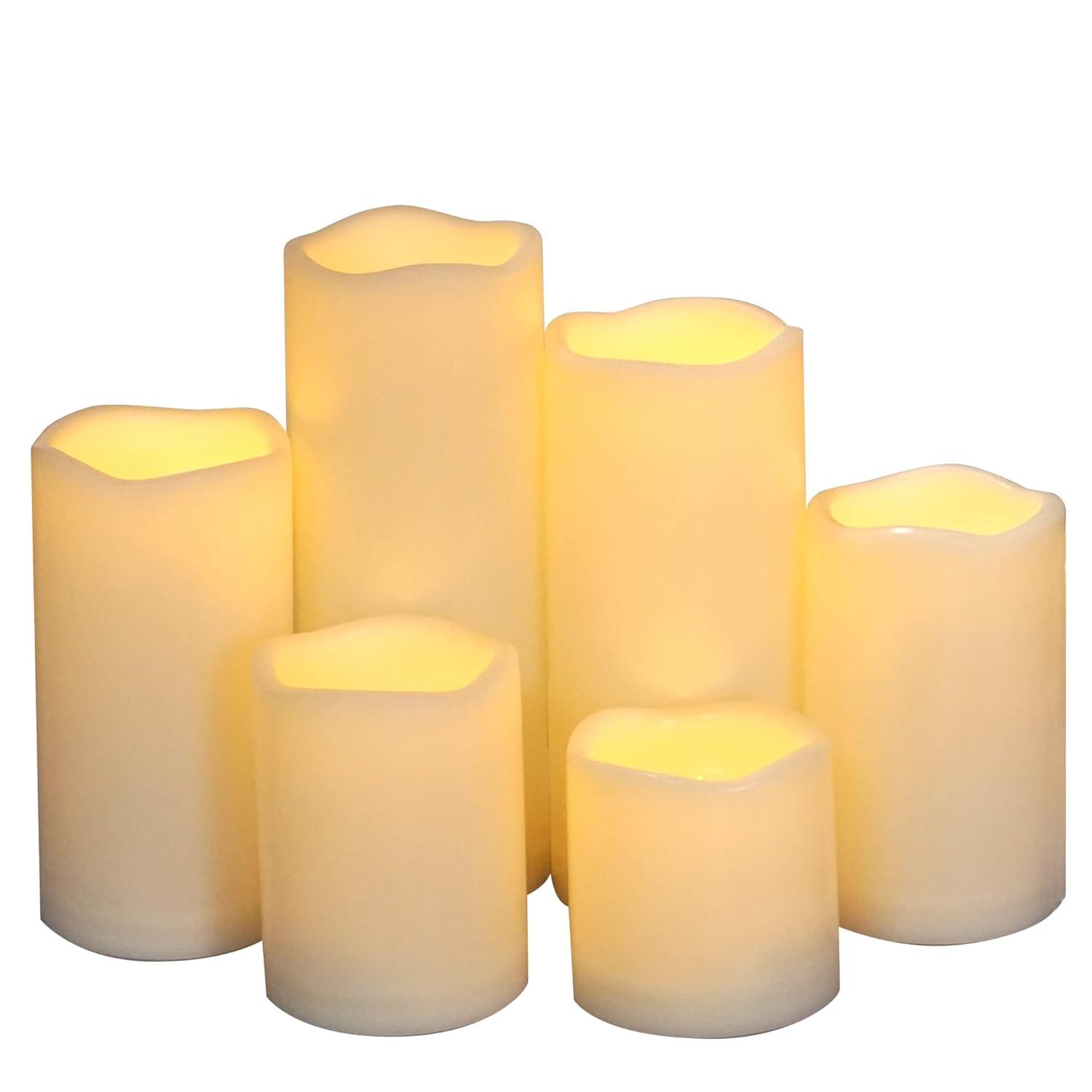 Outdoor Waterproof Flameless LED Pillar Candles with Timer Long Lasting Indoor Battery Operated Electric Flickering Candle Lights for Halloween Christmas Home Wedding Party Décor Gift Choice 3-Pack