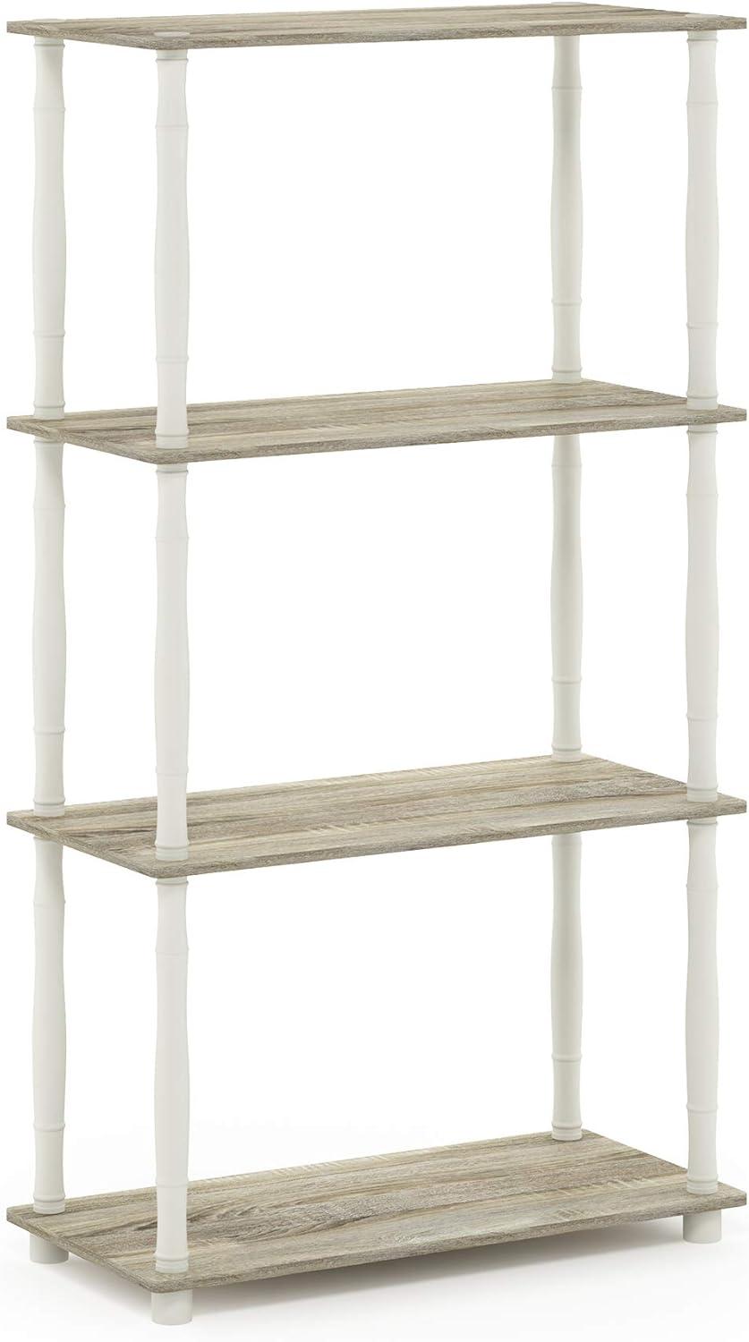 Furinno Modern 4-Tier Decorative Bookshelf Open Multipurpose Bookcase Shelf Display Rack for Living Room&Home Office&Decor,Sonoma Oak/White