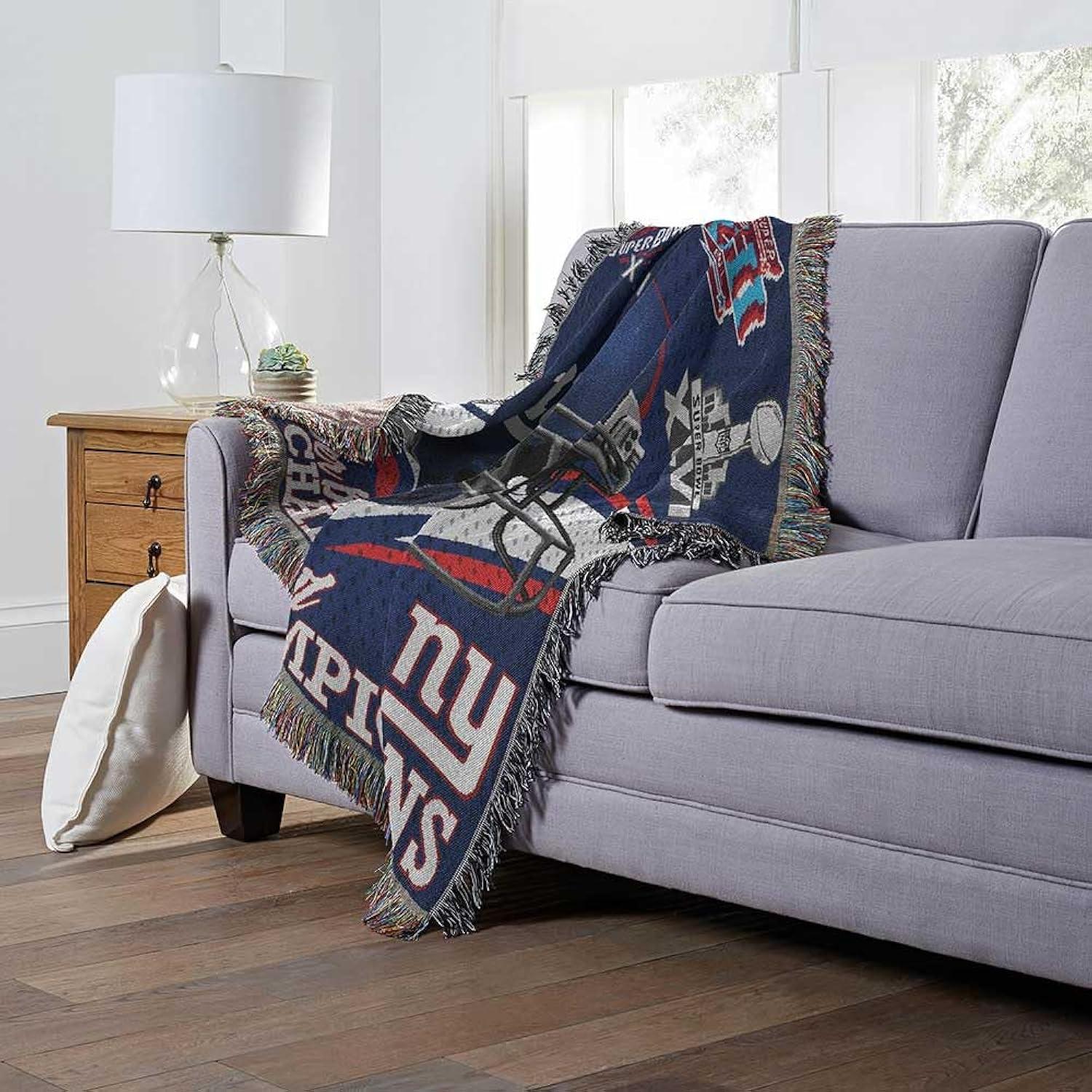 Northwest NFL New York Giants Throw Blanket, 4x Champs Commemorative Football Decor, 48x60 Inches
