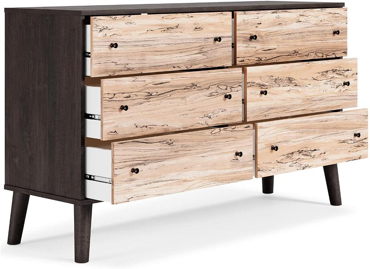 Two-Tone Black and Beige 6-Drawer Modern Dresser