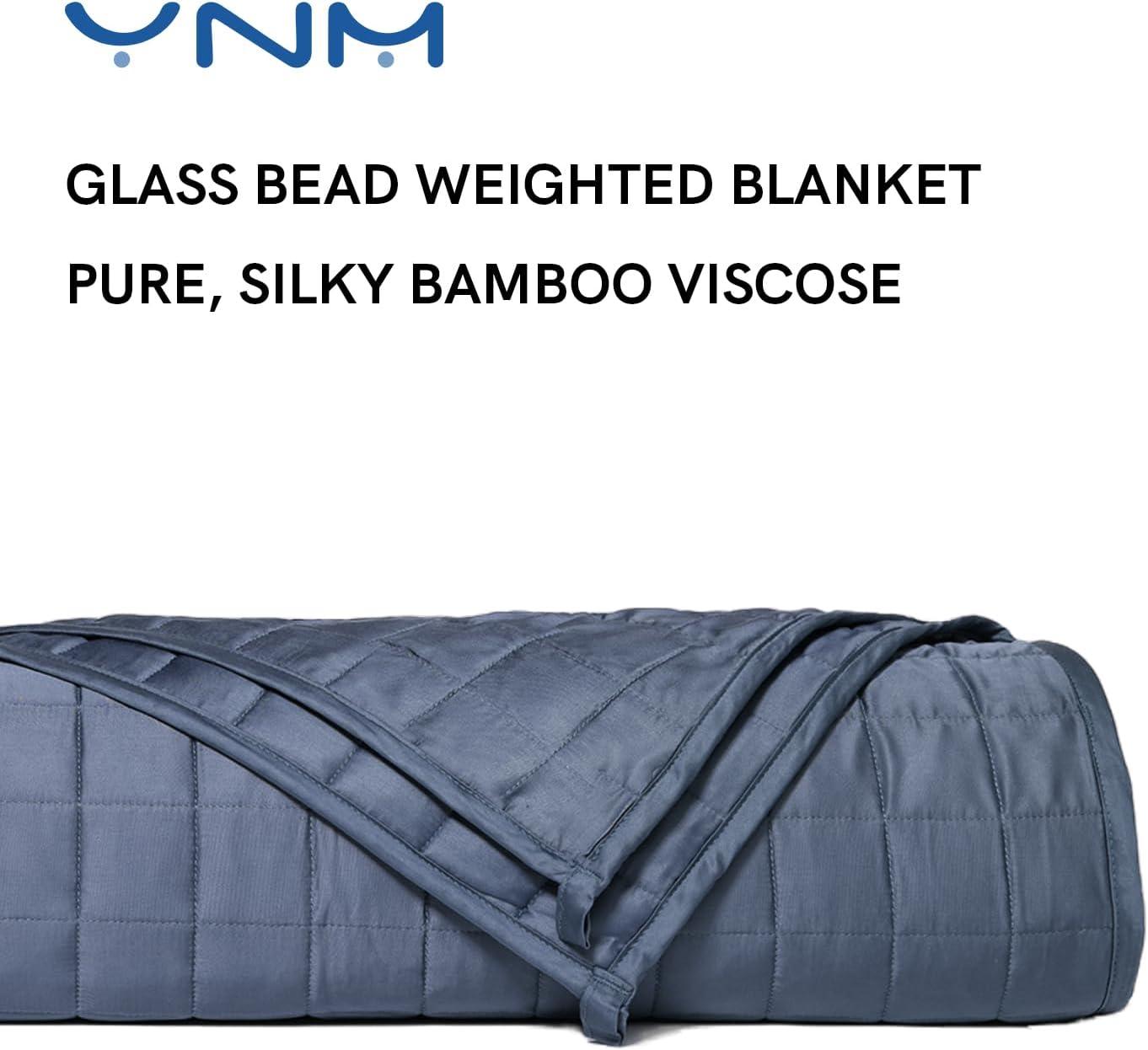 YnM Exclusive Cooling Weighted Blanket, Bed Blanket for One Person of 140lbs, Ideal for Twin/Full Bed (48x72 Inches, 15 Pounds, Blue Grey)
