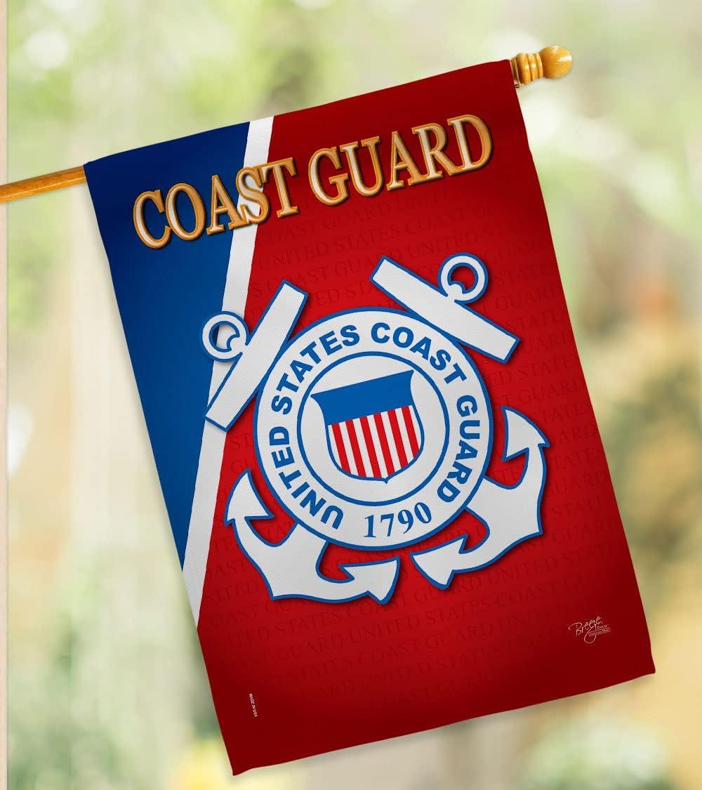 Breeze Decor H108056-BO Coast Guard Americana Military Impressions Decorative Vertical 28" x 40" Double Sided House Flag