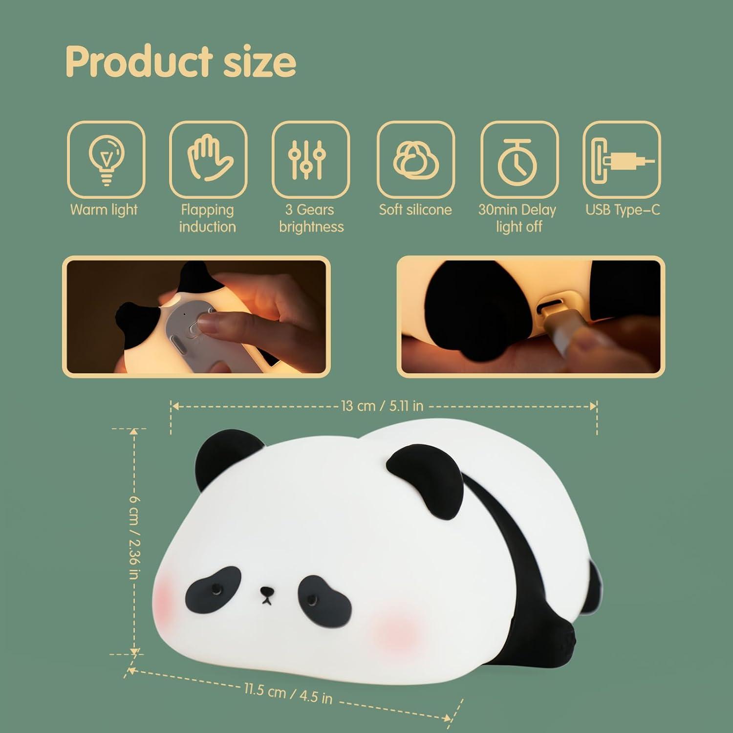 Cute Rechargeable Silicone Panda Night Light for Kids