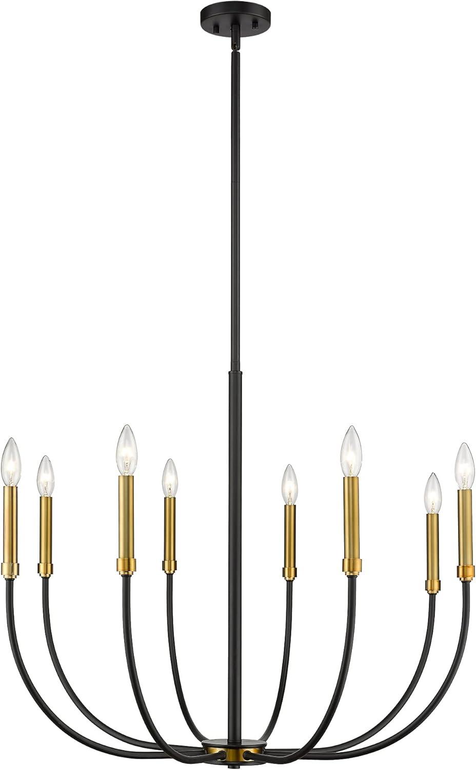 Haylie Opulent Oversized Brass & Matte Black 8-Light Chandelier